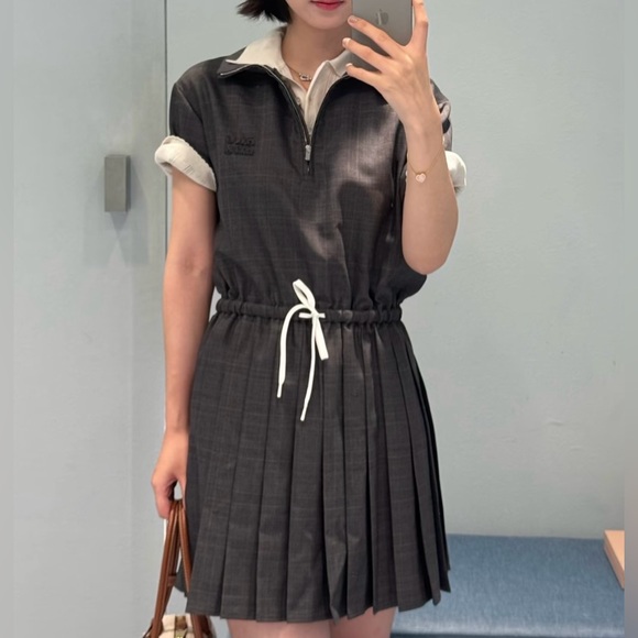 Miu Miu Prince of Wales pleated short dress It36 - Picture 5 of 7